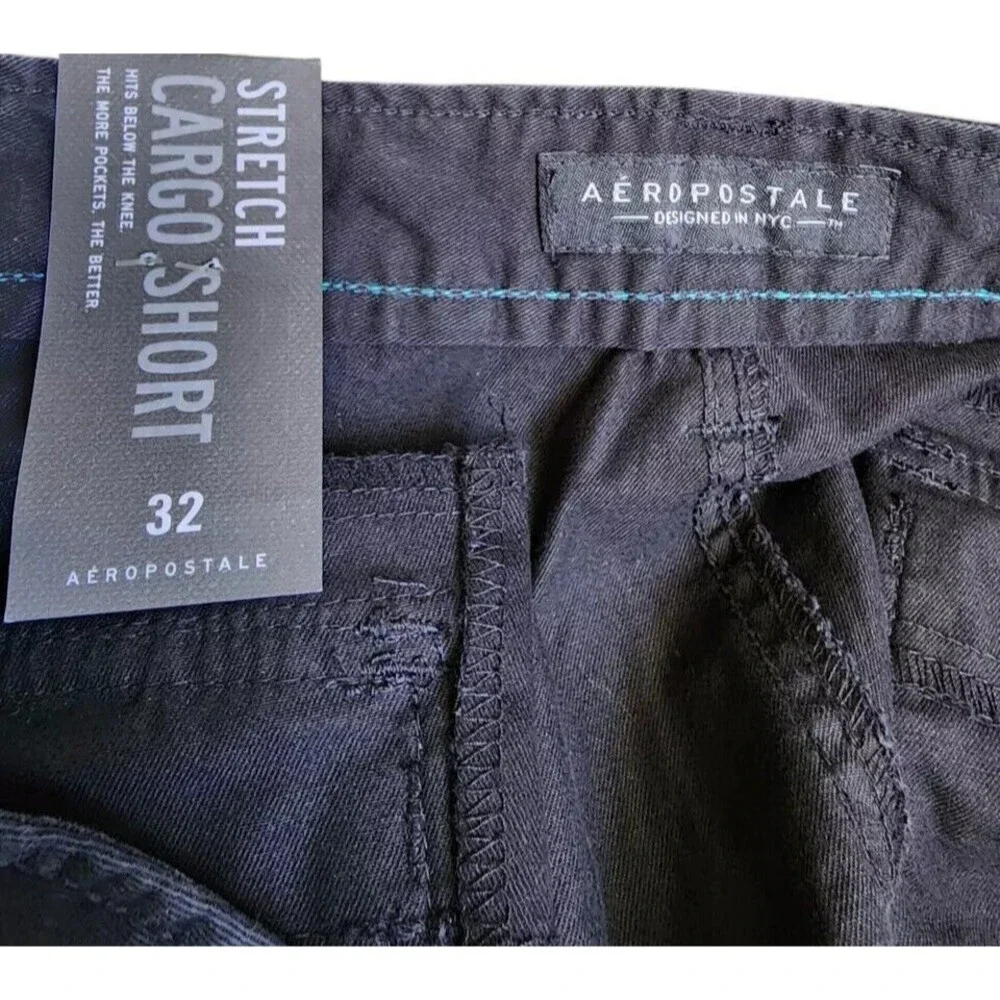 Aeropostale Black Cargo Shorts Size 32 Stretch NWT Reflex Twill